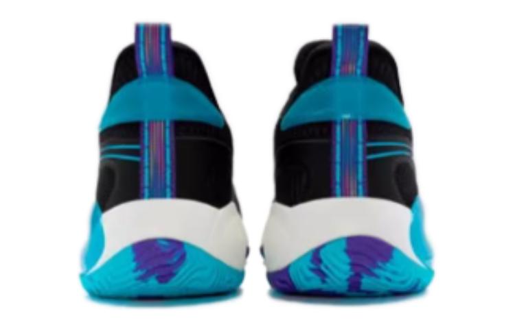 XTEP Comfortable Cushioning Slip Resistant Abrasion Resistant Low top Basketball Shoes Men’s Black Blue