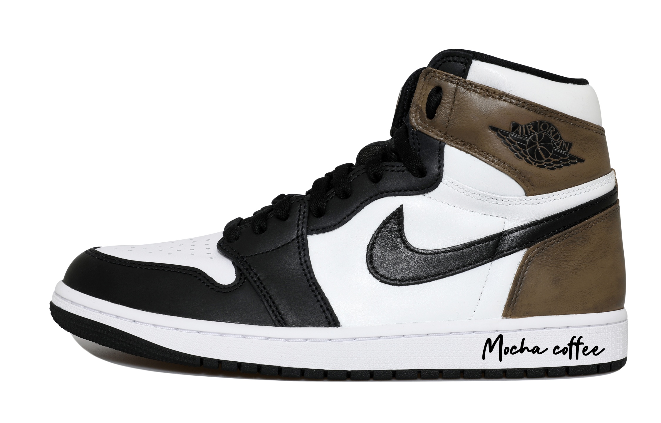 Jordan Air Jordan 1 Mocha Coffee Abrasion Resistant High top Vintage Basketball Shoes Men's Black White Brown