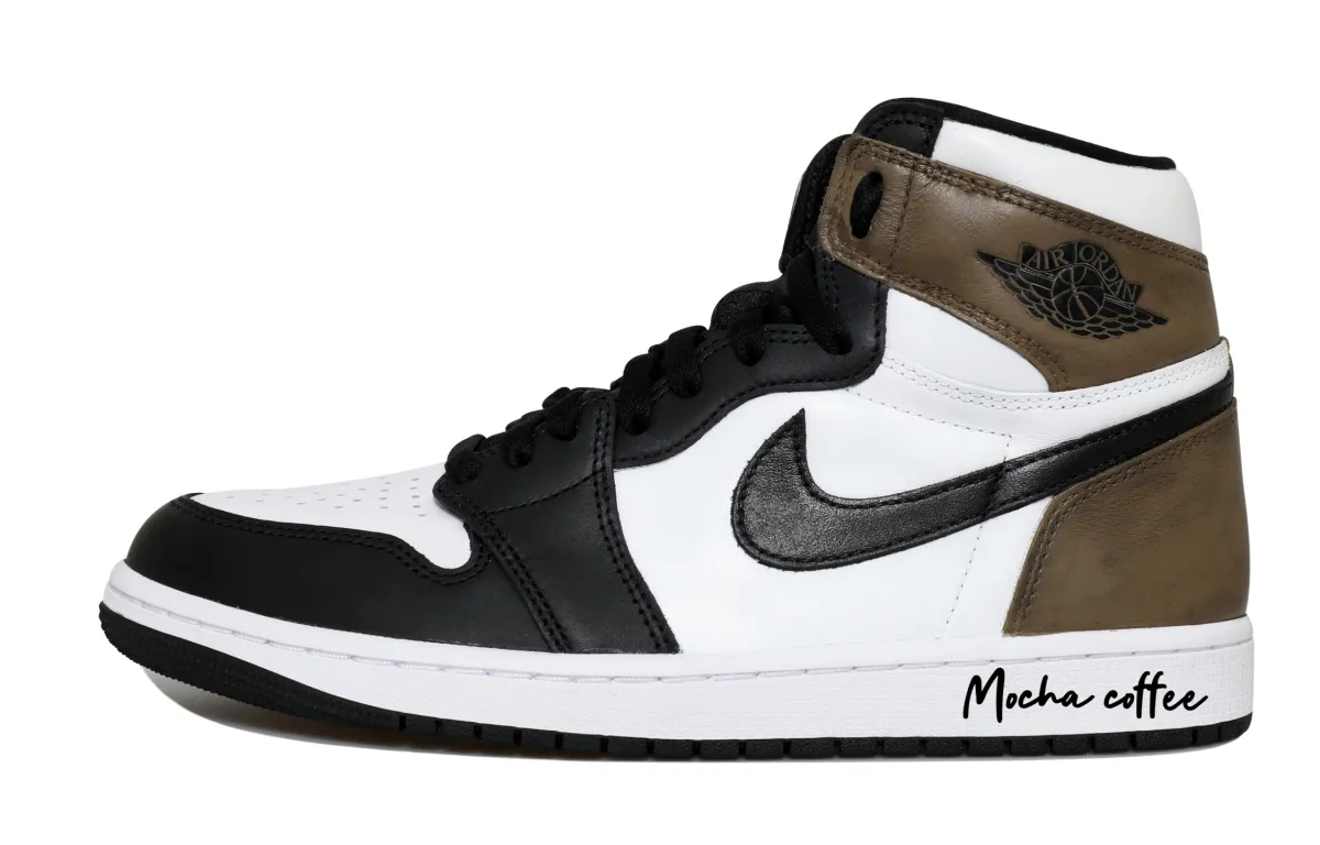 Jordan Air Jordan 1 Mocha Coffee Abrasion Resistant Abrasion Resistant High top Vintage Basketball Shoes Men's