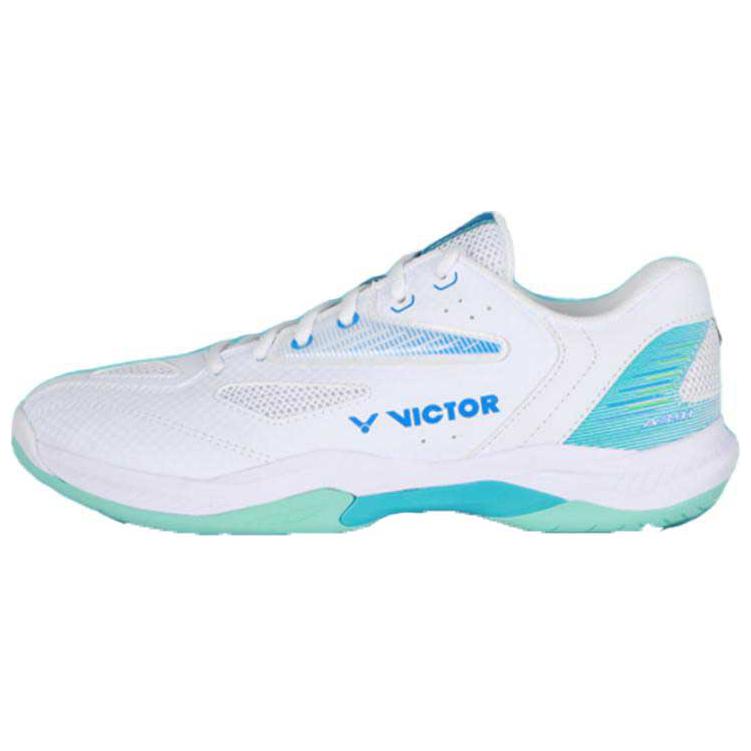 VICTOR Mesh, Synthetic Leather Cushioning Breathable Badminton Shoes Unisex White Blue