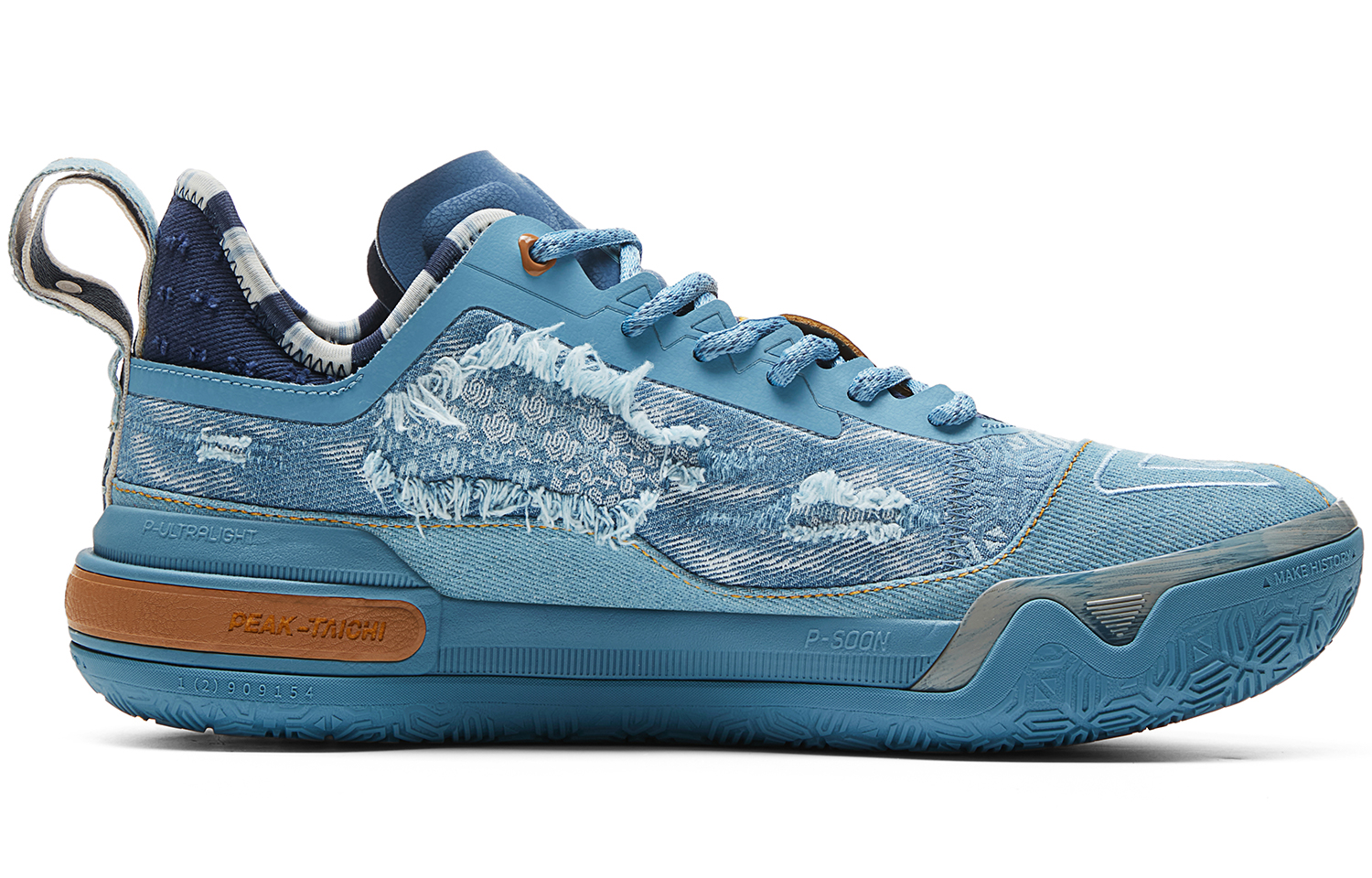 PEAK Andrew Wiggins AW1 Taichi Level Comfortable Cushioning, Wear Resistant Low top Basketball Shoes Men’s Denim Blue