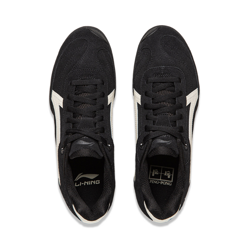 Li Ning Abrasion Resistant Breathable Casual Scenario Low top Table Tennis Shoes Unisex Black Ivory