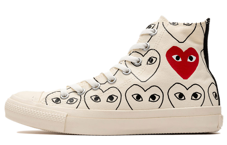 Converse Cdg X Converse Chuck Taylor All Star Multi Heart Sneakers Ivory/Black