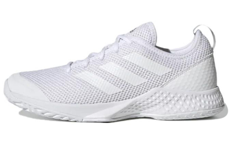 Adidas Courtflash Tennis Fabric Lace Up Slip Resistant Abrasion Resistant Low top Tennis Shoes Women's White
