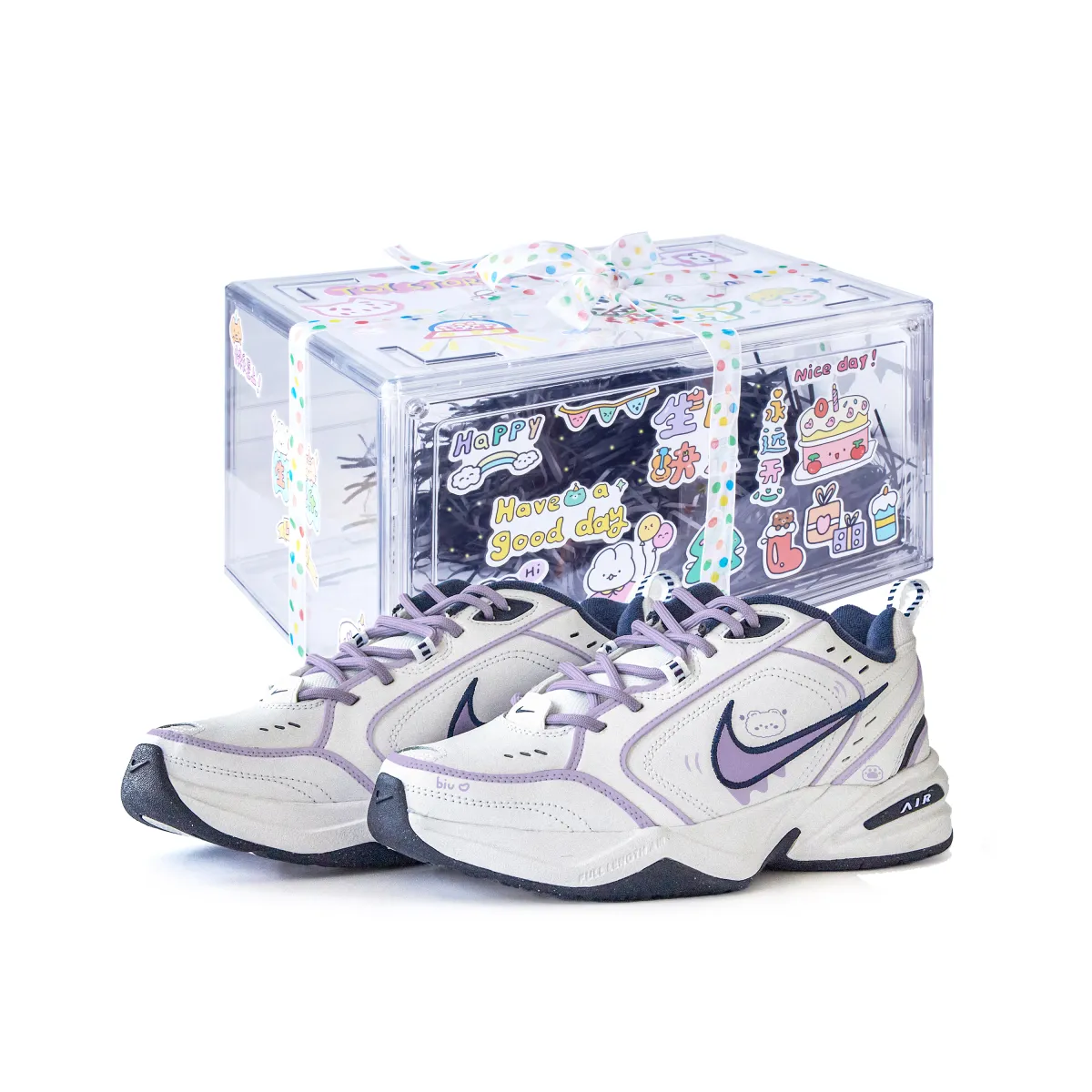 Nike Breathable Low top Chunky Sneakers Unisex White Purple