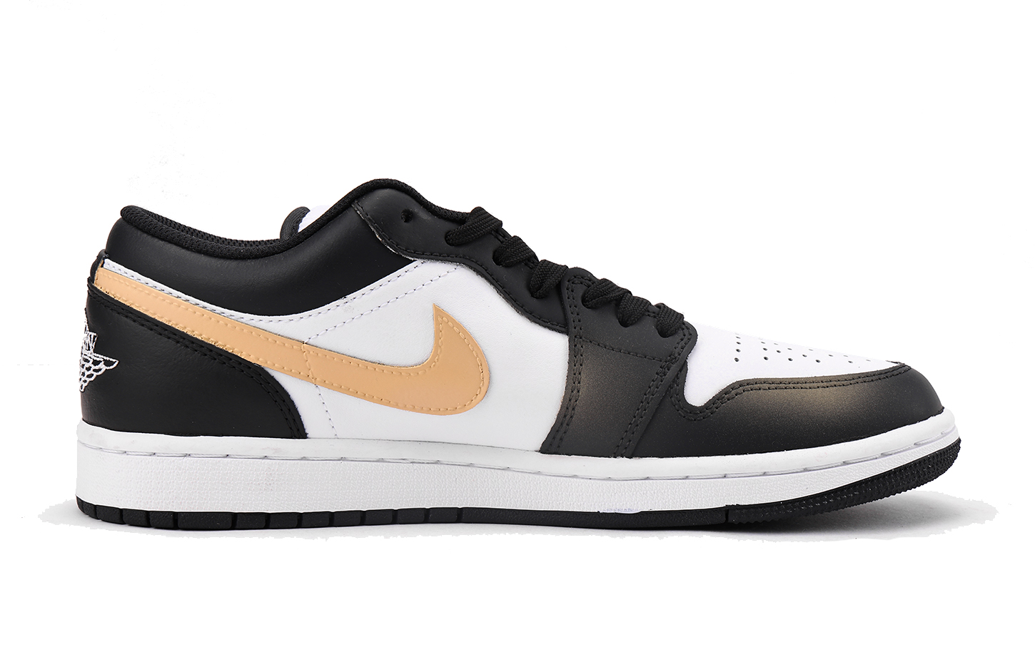 Jordan Air Jordan 1 Slip Resistant Coverage Balance Impact Resistant Low top Vintage Basketball Shoes Men’s Black Gold