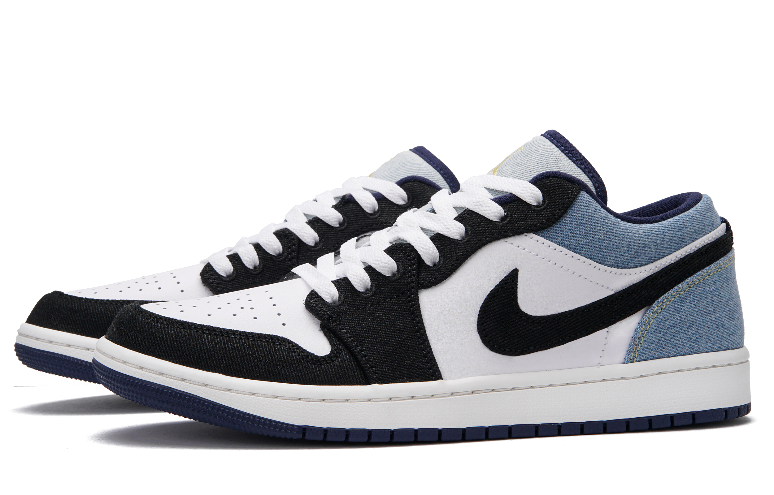Jordan Air Jordan 1 Black Denim Low top Vintage Basketball Shoes Men’s Black White Blue