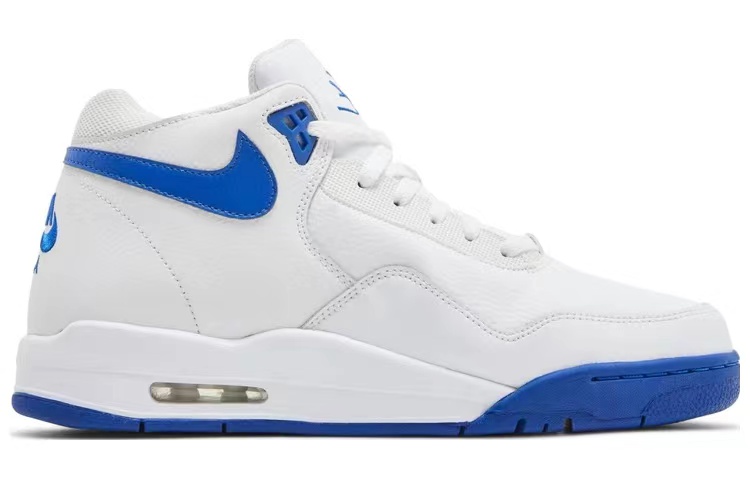 Nike Flight Legacy Fashion Abrasion Resistant Abrasion Resistant Mid top Vintage Basketball Shoes Men’s White Blue