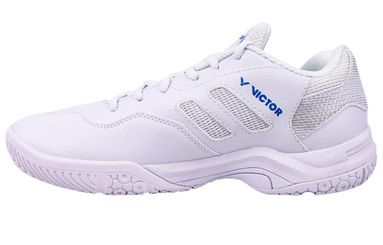 VICTOR Textile, Leather Slip Resistant Abrasion Resistant Low top Badminton Shoes Unisex White Blue