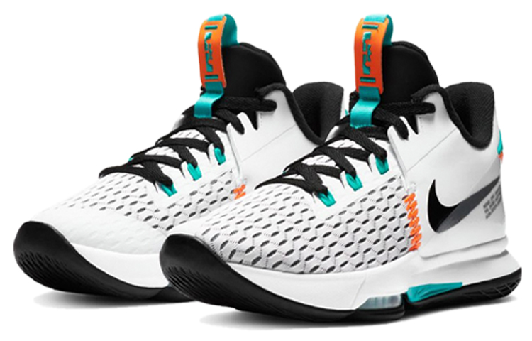 Кроссовки Nike Witness 5 LeBron EP (бело-зелено-оранжевые) — 白/绿/橘 — фото 3