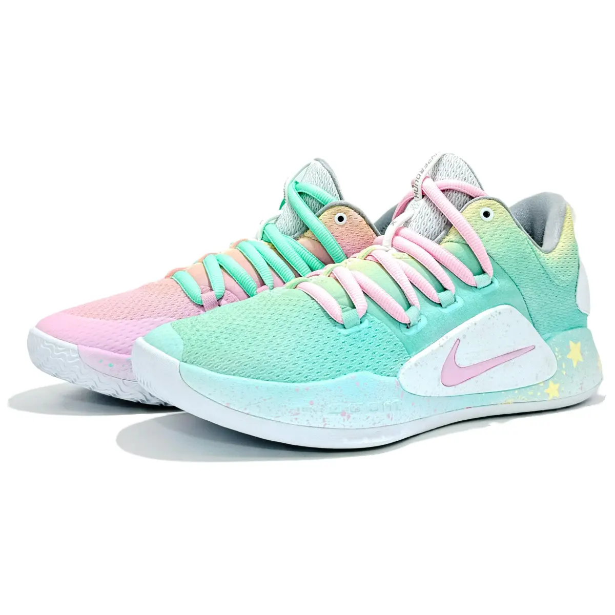 Nike Hyperdunk X Mesh Cushioning Slip Resistant Abrasion Resistant Low top Basketball Shoes Men's Cyan Pink