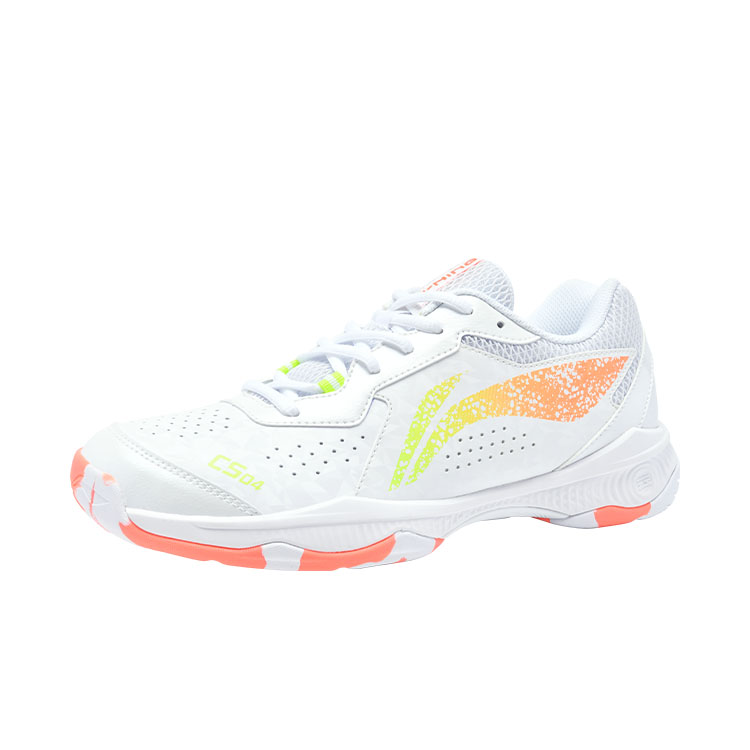 Li Ning Abrasion Resistant, Breathable, Lightweight Low top Badminton Shoes Unisex White Orange