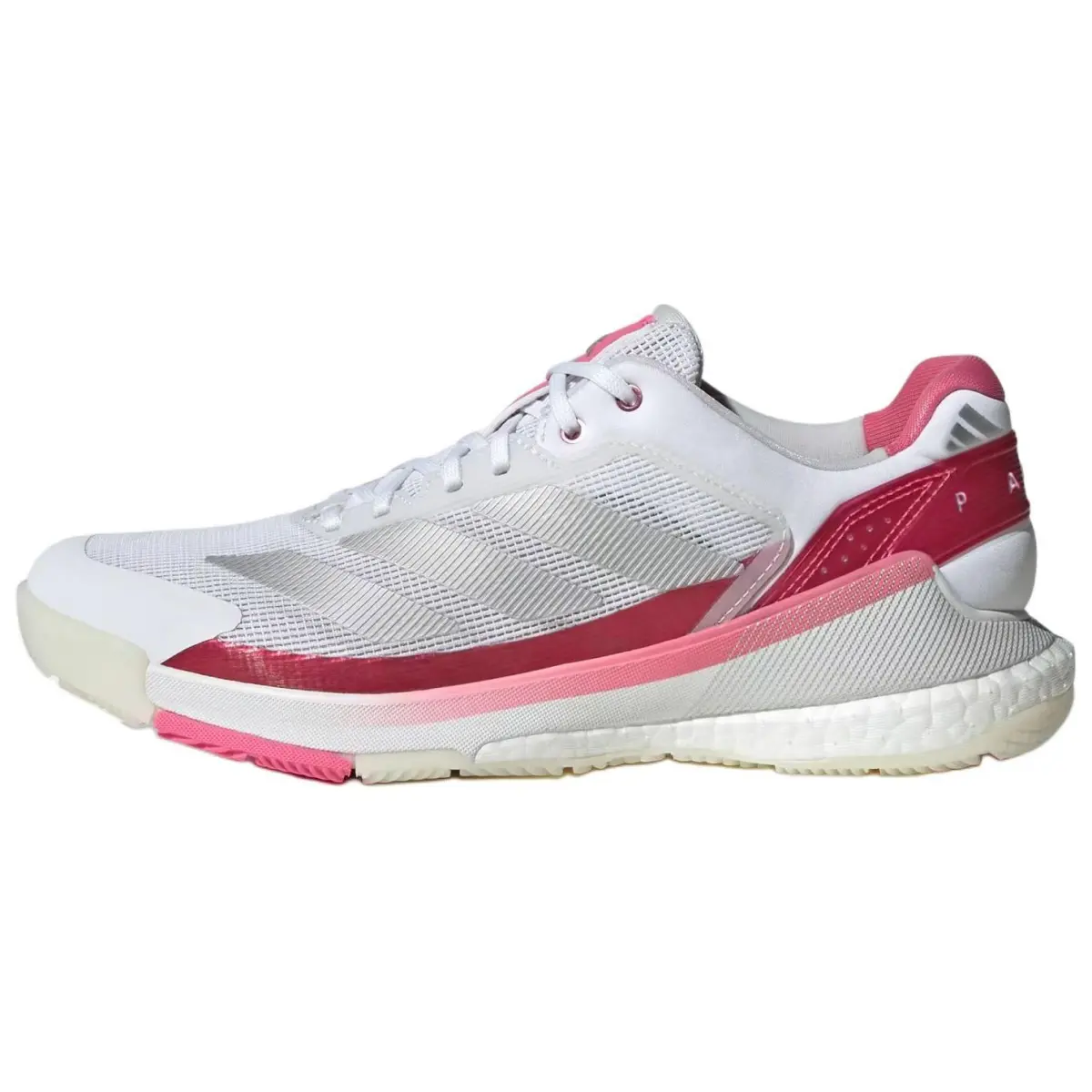 Adidas Slip Resistant Abrasion Resistant Low top Tennis Shoes Women's White Silver Pink