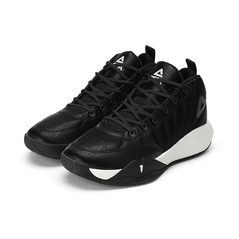 PEAK P MOTIVE Basketball Shoes Men’s Mid Top Black White