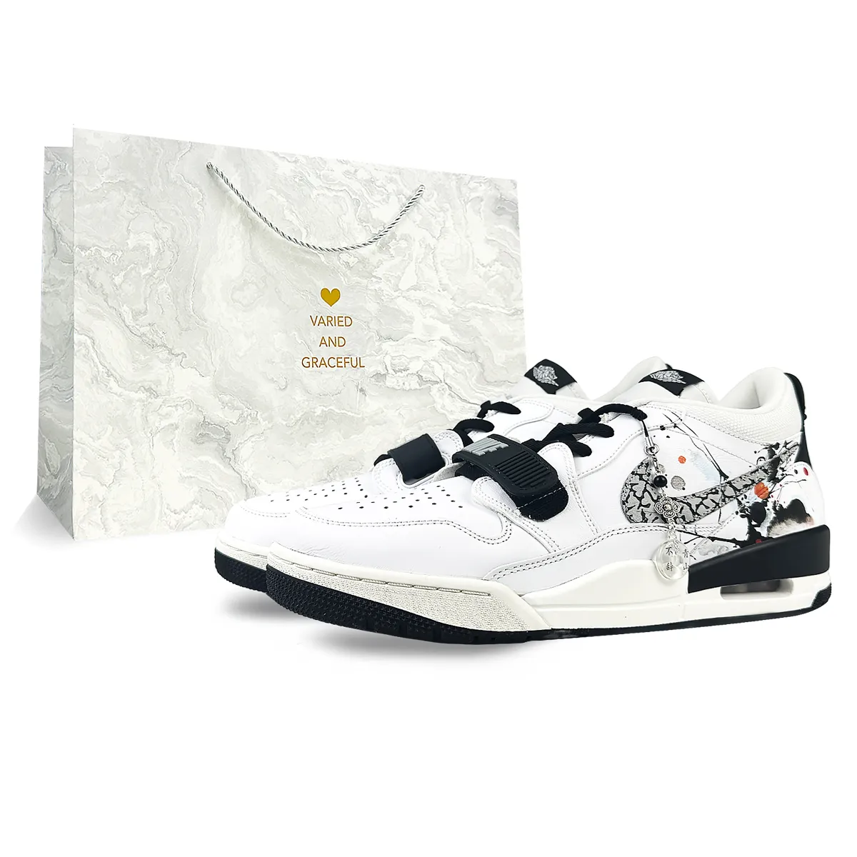 Jordan Legacy 312 Cushioning Slip Resistant Low top Vintage Basketball Shoes Men's Black White
