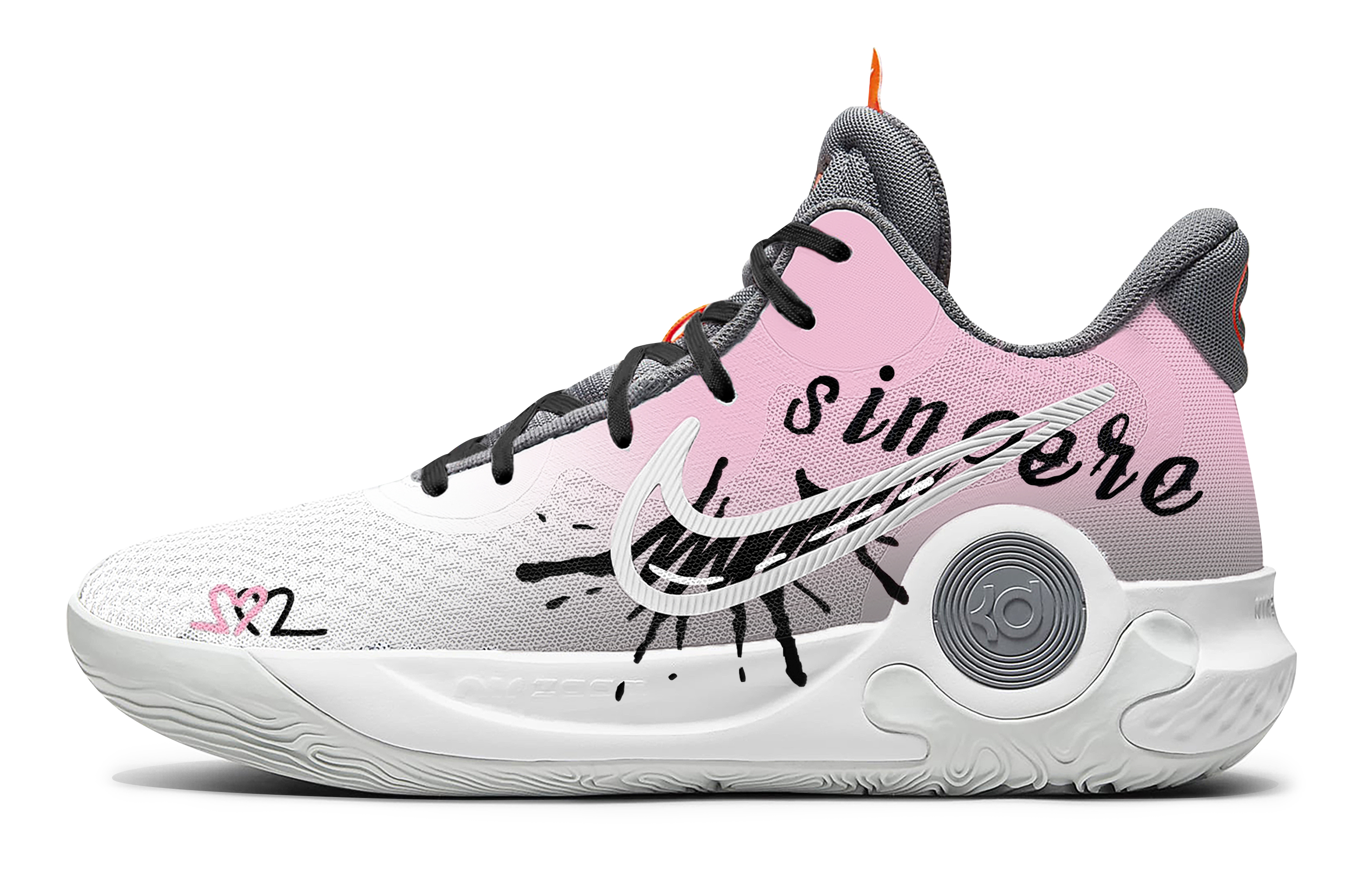 Nike KD Trey 5 IX Pear Blossom Snow Poem Slip Resistant Abrasion Resistant Mid top Basketball Shoes Unisex Pink White