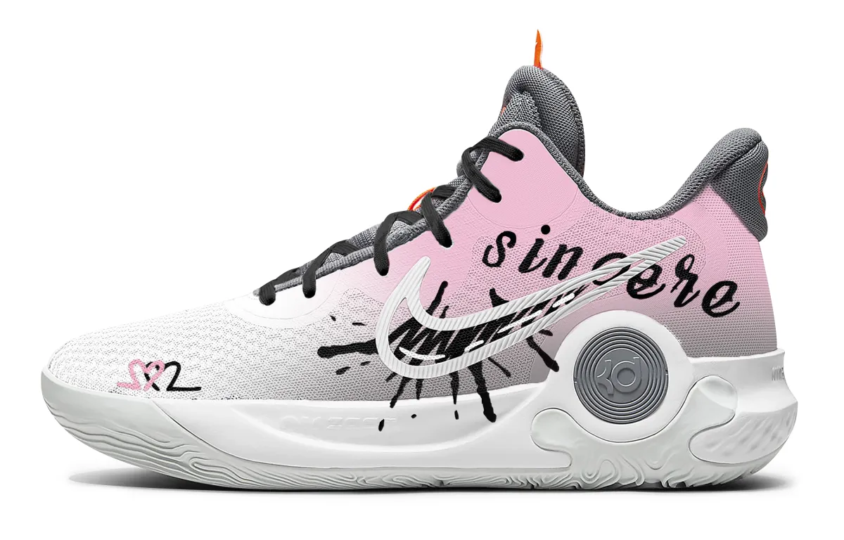 Nike KD Trey 5 IX Pear Blossom Snow Poem Slip Resistant Abrasion Resistant Mid top Basketball Shoes Unisex Pink White