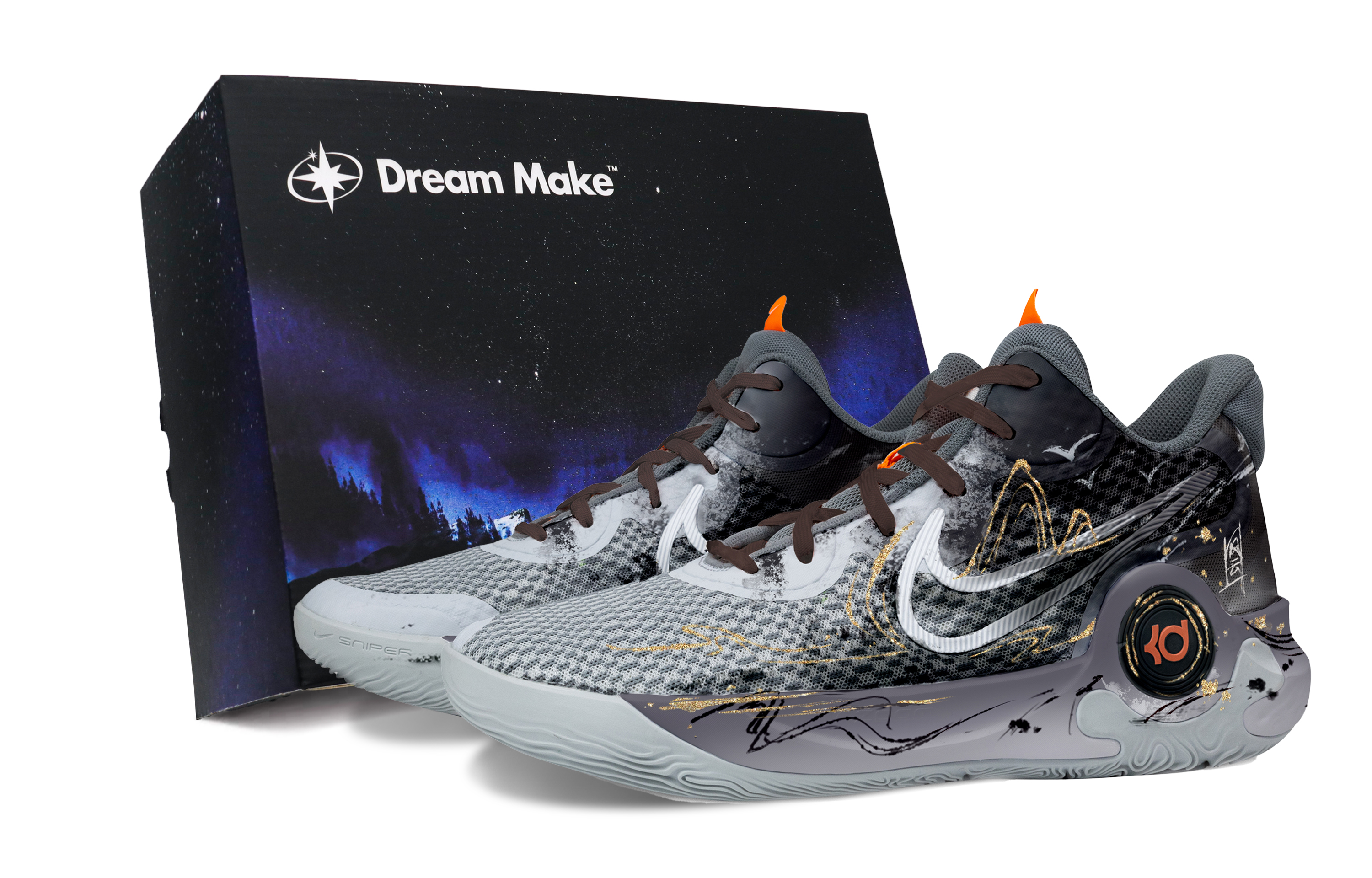 Nike KD Trey 5 IX Basketball Shoes Unisex Mid Top Black/Gold/Gray