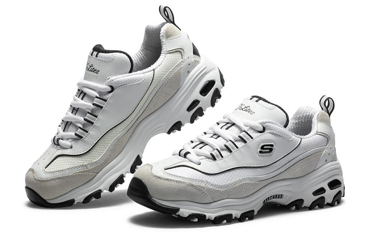 Женские кроссовки Skechers D'LITES 1.0 (белый / светло-серый) — фото 3