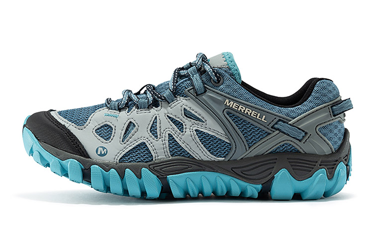 MERRELL All Out Blaze Lightweight Slip Resistant Abrasion Resistant Low top Outdoor Shoes Women’s Light Blue Black