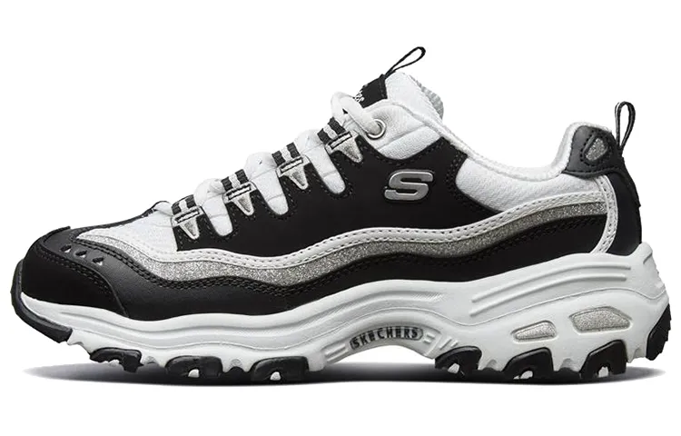 Skechers D'Lites Cushioning Lightweight Height Increasing Low top Chunky Sneakers Women's Black White