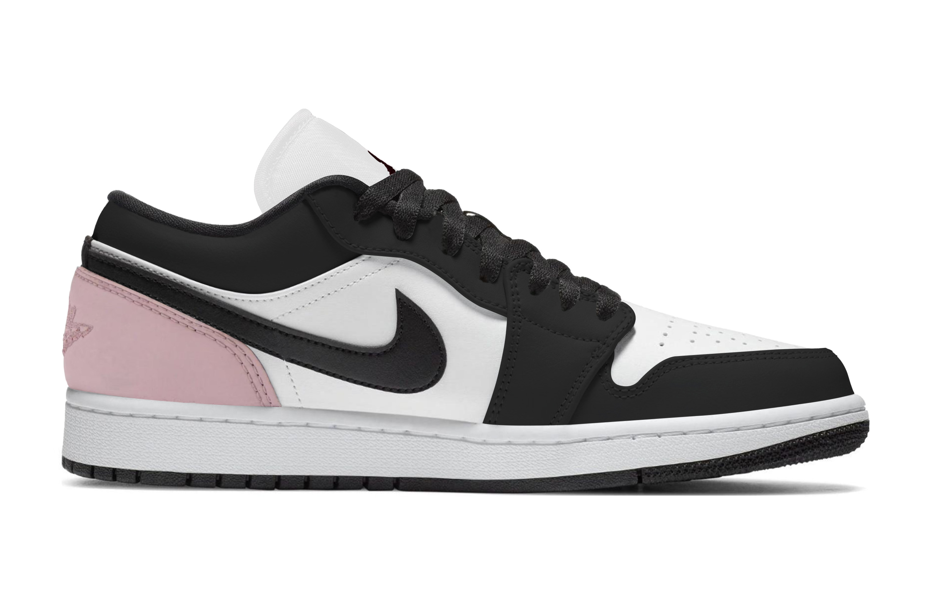 Jordan Air Jordan 1 Slip Resistant Abrasion Resistant Low top Vintage Basketball Shoes Unisex Black Pink