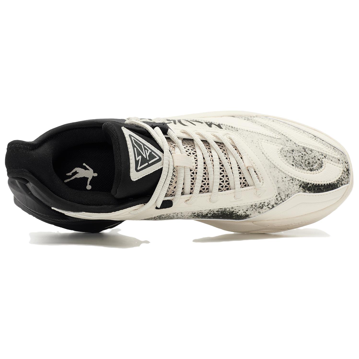 QIAODAN Cushioning, Wear Resistant Low top Basketball Shoes Men’s Antique Porcelain White Black