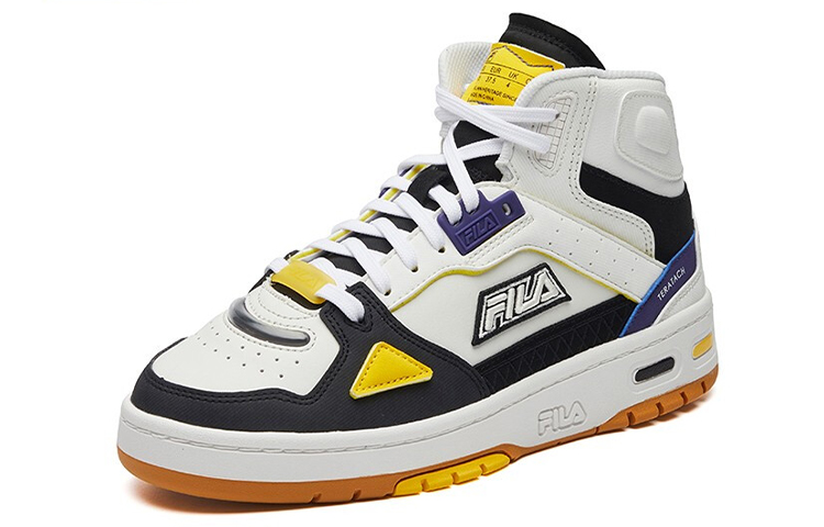 FILA FUSION Teratach Textile, Synthetic Leather Mid top Vintage Basketball Shoes Women’s White Black