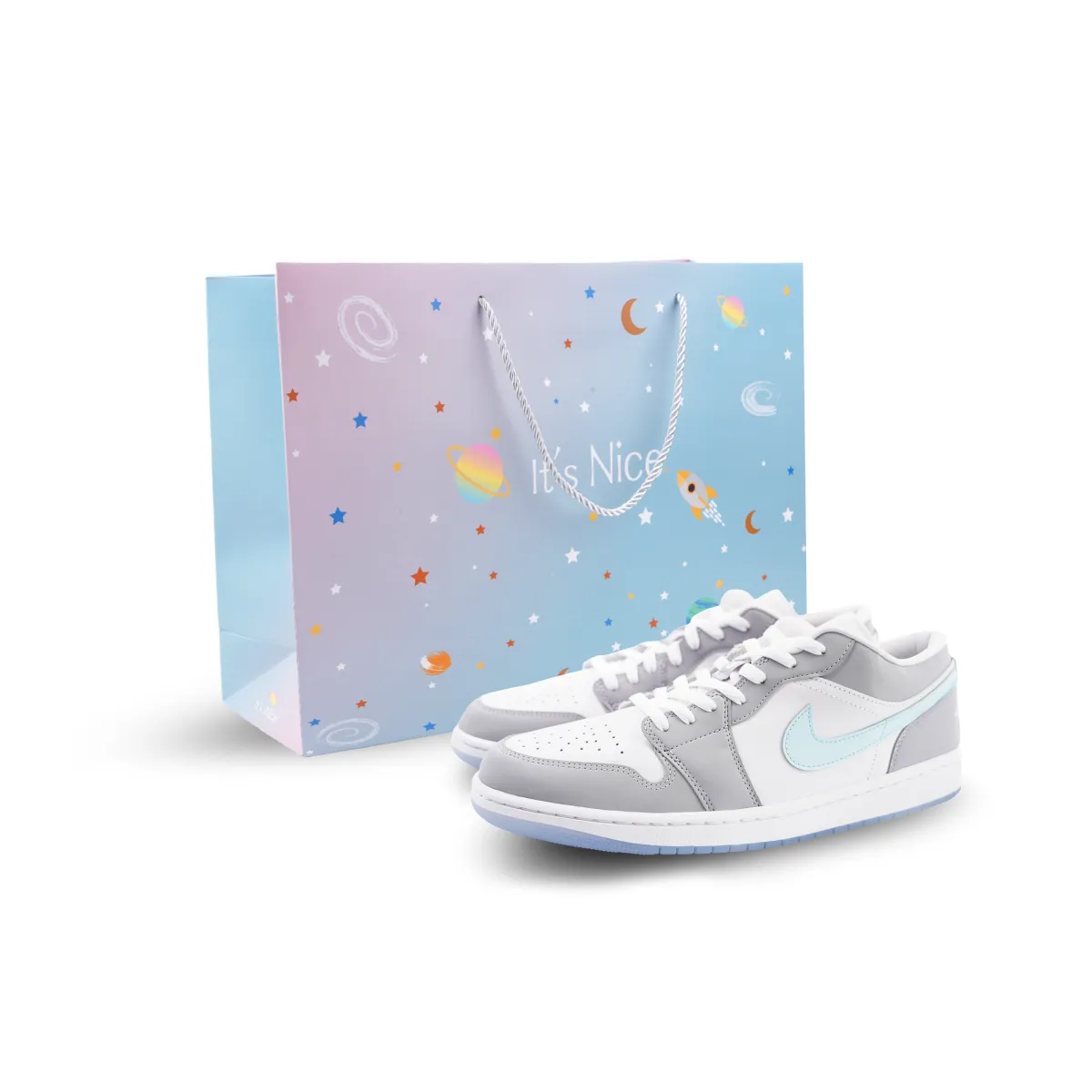 Jordan Air Jordan 1 Low top Vintage Basketball Shoes Women's Gray Blue