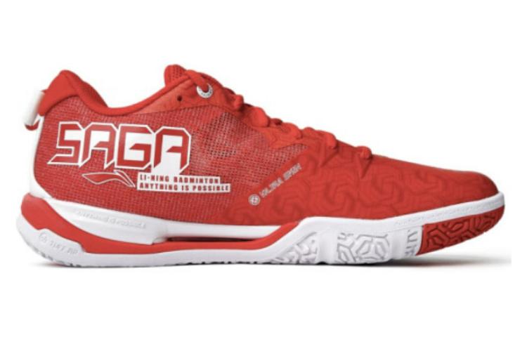 Li Ning Flying Close To The Ground Slip Resistant Abrasion Resistant Low top Badminton Shoes Unisex Red White