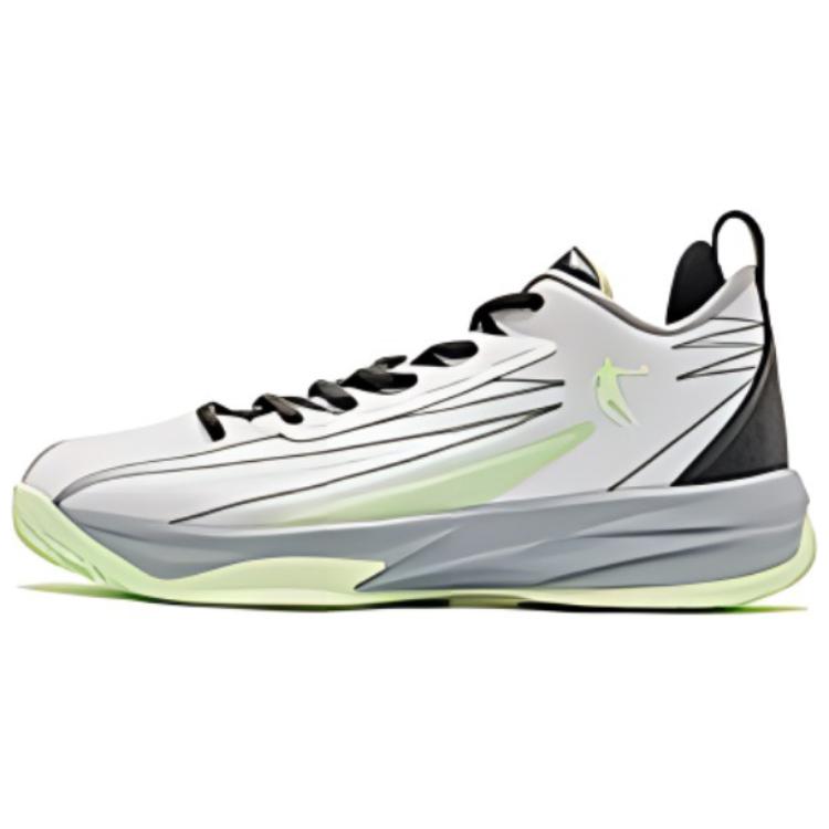 QIAODAN Comfortable Slip Resistant Low top Basketball Shoes Men’s White Cyan