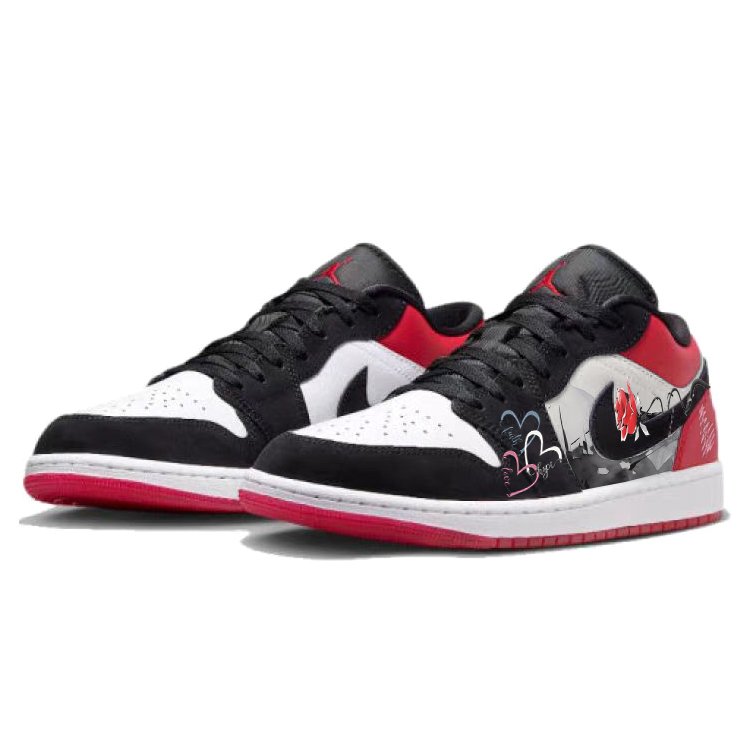 Jordan Air Jordan 1 Vintage Basketball Shoes Unisex Low Top Black/Red