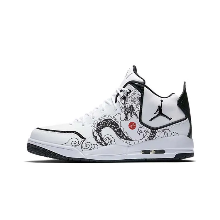 Jordan Courtside 23 Cushioning Slip Resistant Abrasion Resistant Mid top Vintage Basketball Shoes Men's White