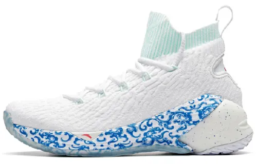 Anta KT4 comfortable sports shock-absorbing, non-slip and wear-resistant high-top basketball shoes for men, white and blue