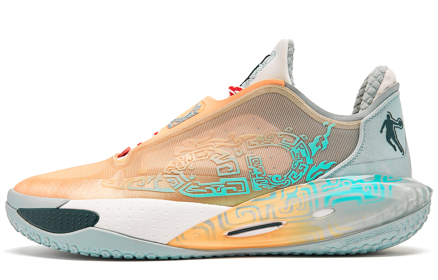 QIAODAN Thorn RISE 1.5 Basketball Shoes Men’s Low Top Shimmer Orange Mist Green