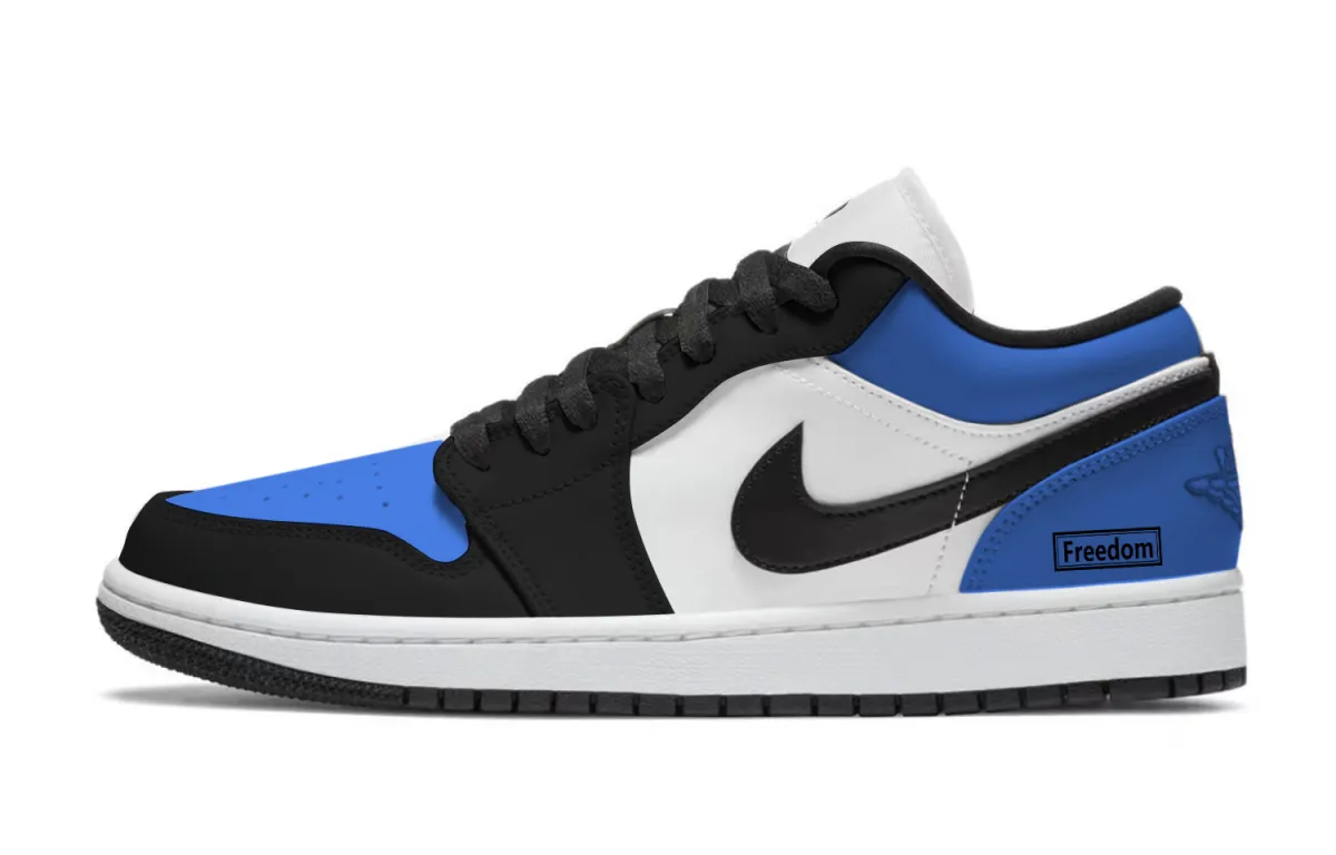 Jordan Air Jordan 1 Blue Toe Abrasion Resistant Low top Vintage Basketball Shoes Unisex Black Blue
