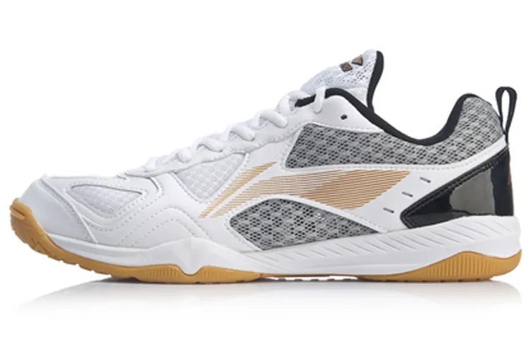 Li Ning Comfortable Abrasion Resistant Breathable Low top Table Tennis Shoes Men's Black White