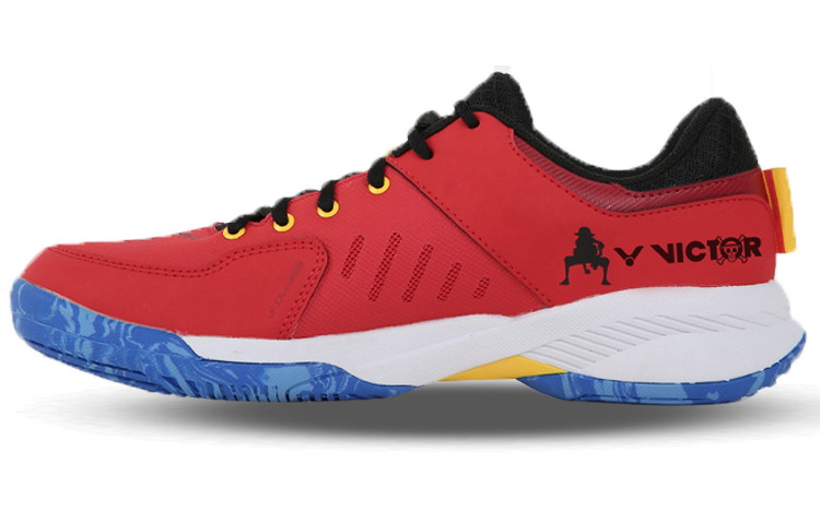 One Piece x VICTOR Fabric Stable Slip Resistant Cushioning Low top Badminton Shoes Unisex Red