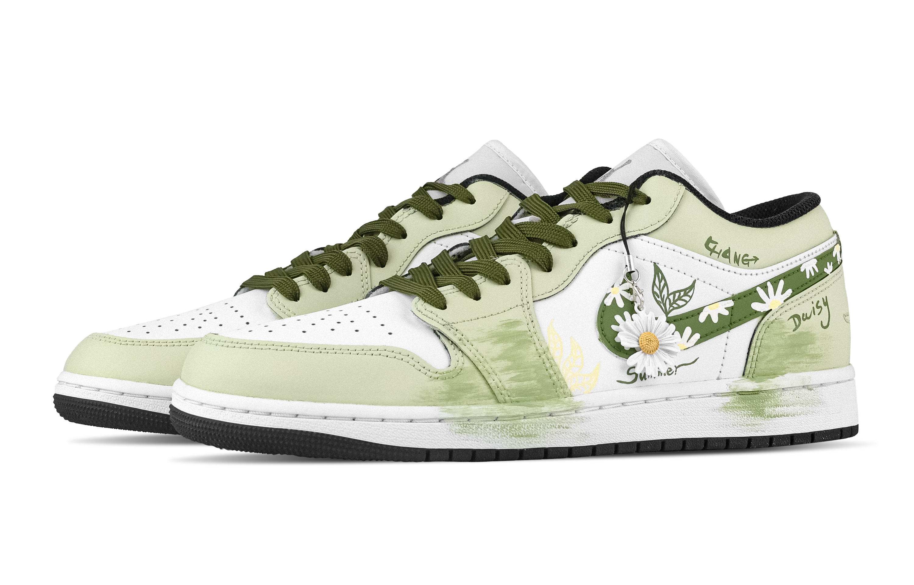 Jordan Air Jordan 1 Longing And Affection Low top Vintage Basketball Shoes Unisex White Green