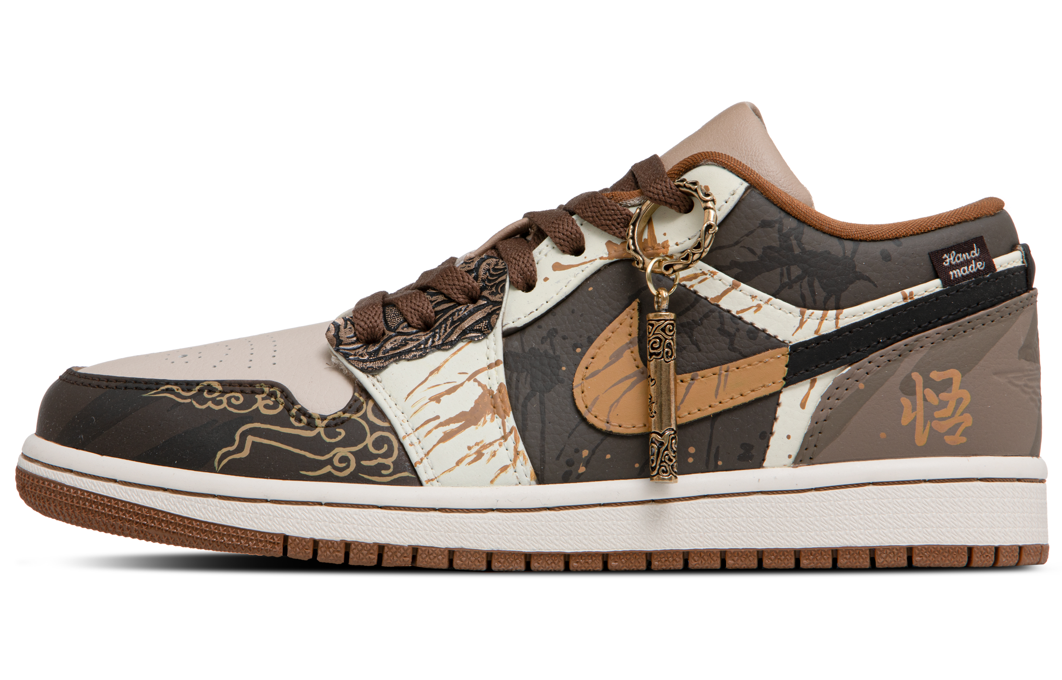 Jordan Air Jordan 1 Abrasion Resistant Breathable Low top Vintage Basketball Shoes Men’s Tan