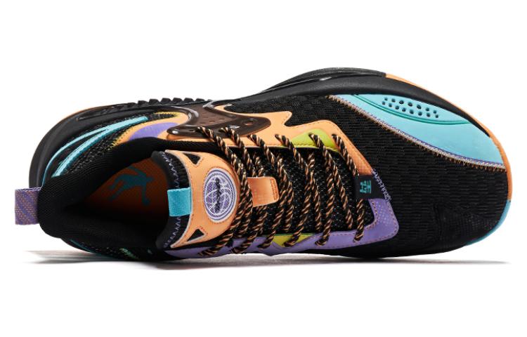 QIAODAN Textile, Synthetic Leather Cushioning Slip Resistant Abrasion Resistant Mid top Basketball Shoes Men’s