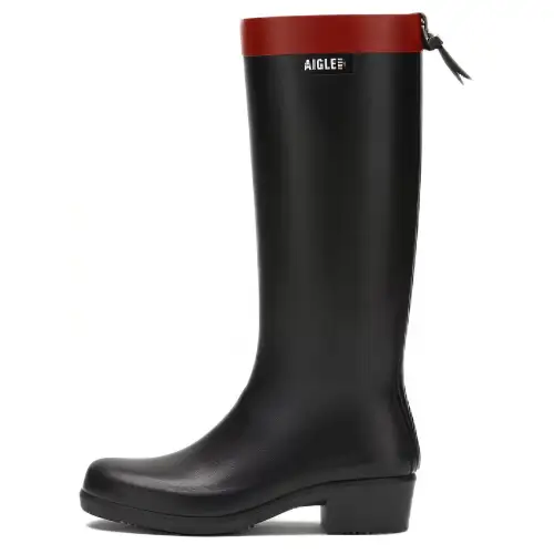 AIGLE Durable Cushioning Rain Boots Women's Black Red