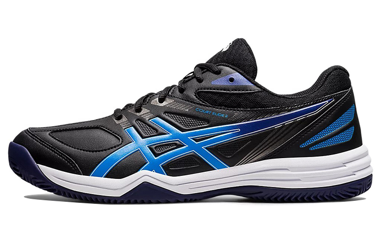 Asics Court Slide 2 Comfortable Tennis Shoes Men's Black Blue