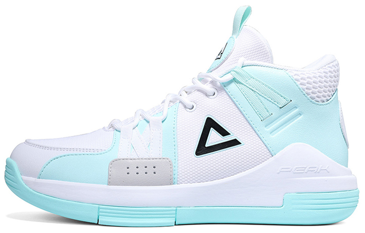 Peak comfortable fabric synthetic leather shock-absorbing non-slip wear-resistant high-top basketball shoes men's white green