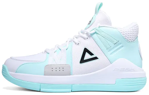 PEAK Shock Absorbers Slip Resistant Abrasion Resistant High top Basketball Shoes Men's White Green