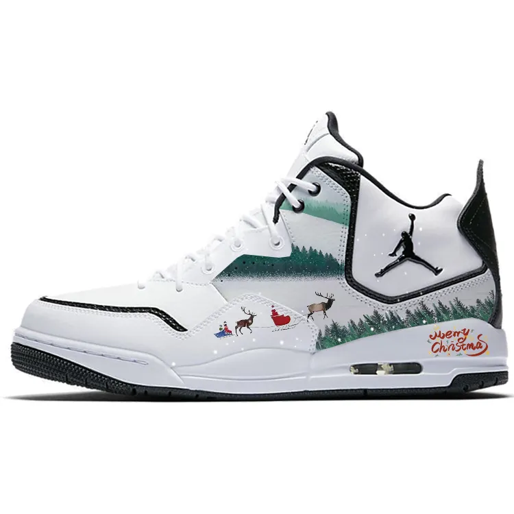 Jordan Courtside 23 Frozen, Sledge Slip Resistant Abrasion Resistant Mid top Vintage Basketball Shoes Men's White Black