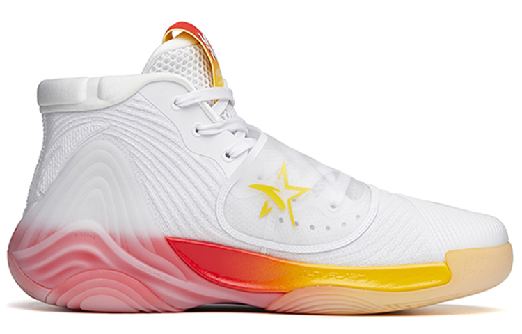 Anta KT6 Star Logo Slip Resistant Abrasion Resistant High top Basketball Shoes Men’s White Yellow Red