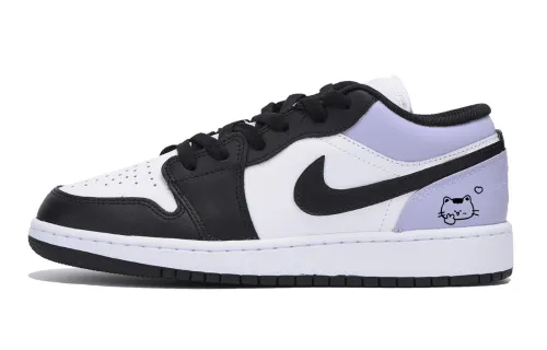 Jordan Air Jordan 1 Abrasion Resistant Low top Vintage Basketball Shoes Men's Black Purple