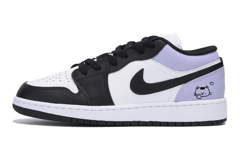 Jordan Air Jordan 1 Abrasion Resistant Low top Vintage Basketball Shoes Men's Black Purple
