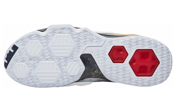 Кроссовки Nike Lebron 13 Low Olympic (бело-сине-красные) — 白/黑曜石/金属黄金/大学红 — фото 4